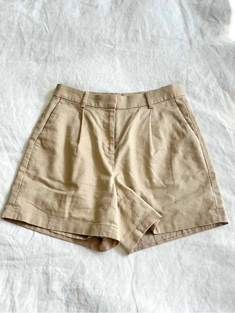 J. Crew Beige High-Rise Pleated Shorts